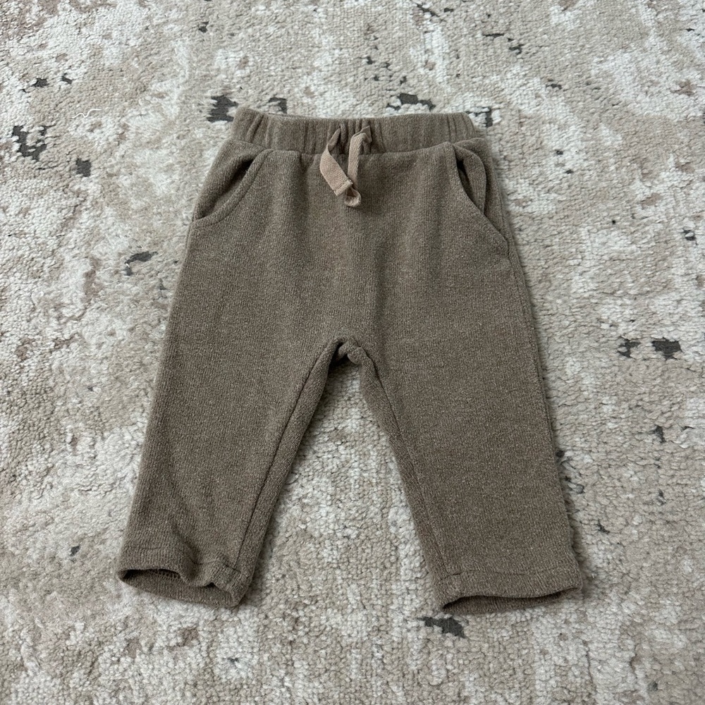 Zara Brown Fleece Pants Size 9-12 Months